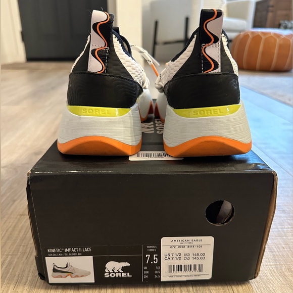 Sorel Women's Kinetic Impact II Lace Sneaker, Sea Salt / Koi, Size 7.5 - Picture 7 of 9